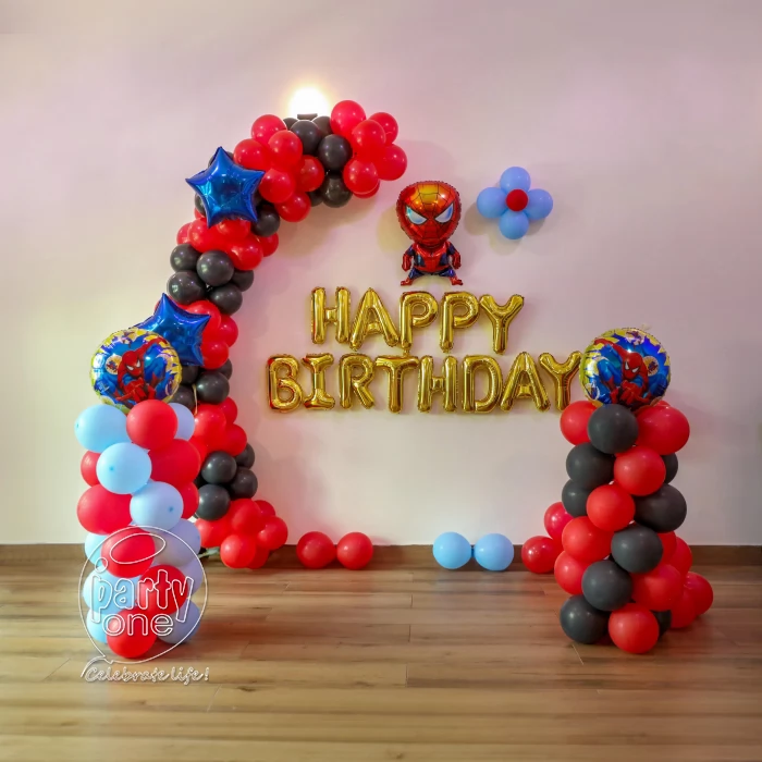 birthday Half Arch Spiderman Theme Decoration